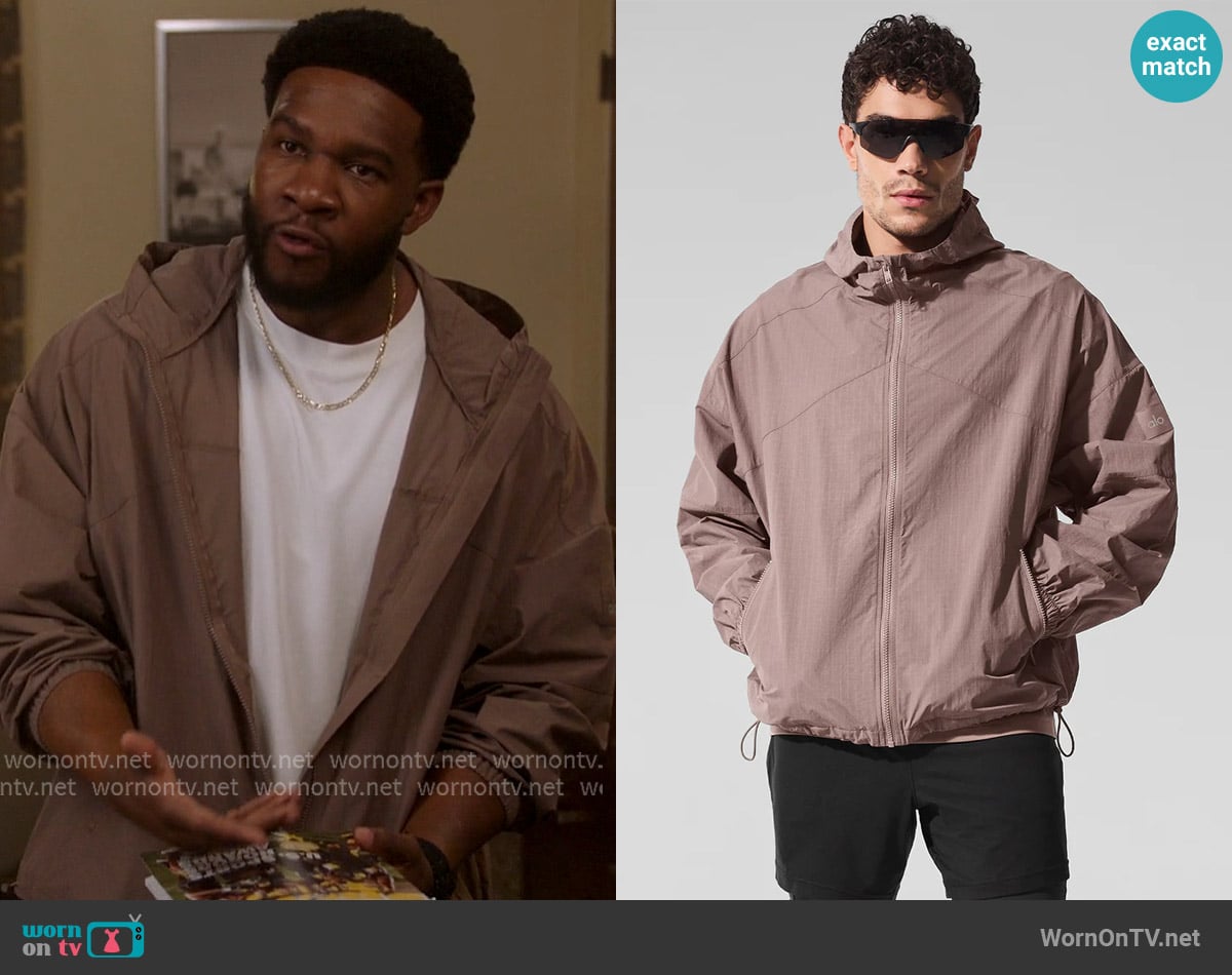 Alo Yoga Vantage Nylon Ripstop Track Jacket worn by Cassius (Osy Ikhile) on All American