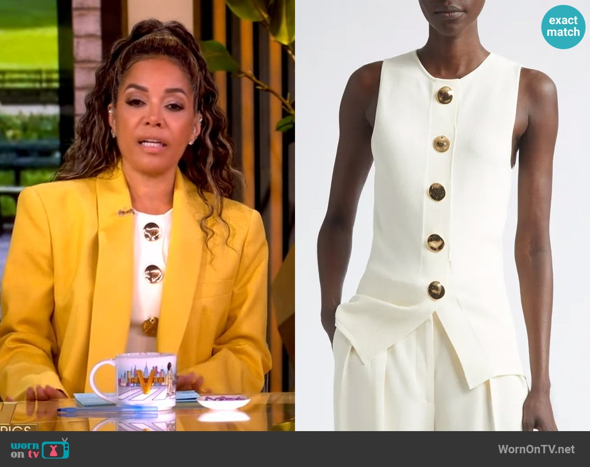 Altuzarra Happer Button-Up Sweater Vest worn by Sunny Hostin on The View