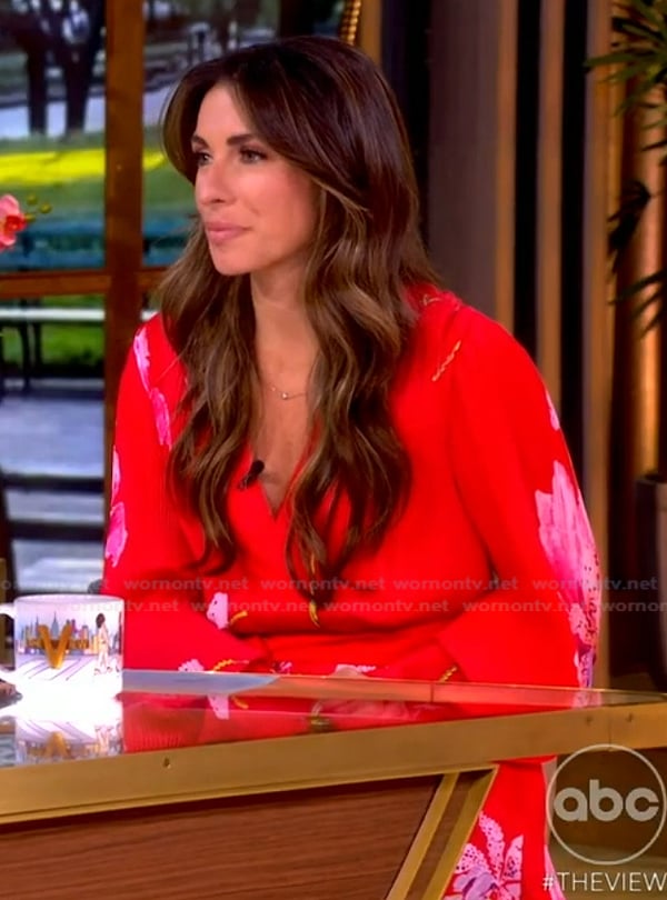 Alyssa’s pink floral wrap dress on The View