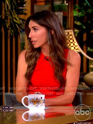 Alyssa’s red ruched front dress on The View