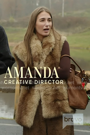 Amanda’s brown fur vest jacket on In The City