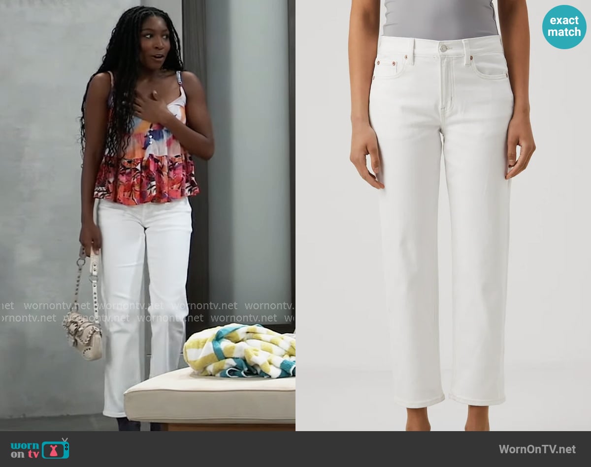 American Eagle Kick Flare Jeans worn by Trina Robinson (Tabyana Ali) on General Hospital