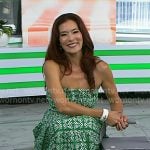 Amy E. Goodman’s green printed strapless dress on Today