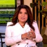Ana's white double breasted blazer dress on The View