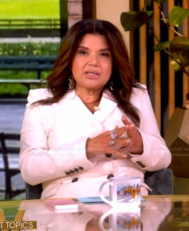 Ana’s white double breasted blazer dress on The View