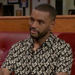 Andre's black and white printed shirt on Beyond the Gates