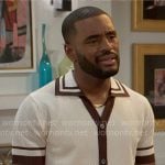 Andre’s crochet shirt with contrast trims on Beyond the Gates