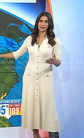 Angie Lassman’s ivory ribbed midi dress on Today
