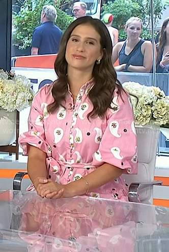 Angie Lassman’s pink floral print shirtdress on Today