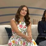 Angie Lassman’s white floral print sleeveless shirtdress on Today