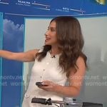 Angie Lassman’s white sleeveless button front mini dress on NBC News Daily