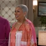 Anita’s pink printed kaftan with gold trims on Beyond the Gates