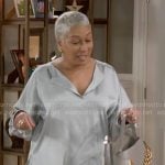 Anita’s silver blouse on Beyond the Gates