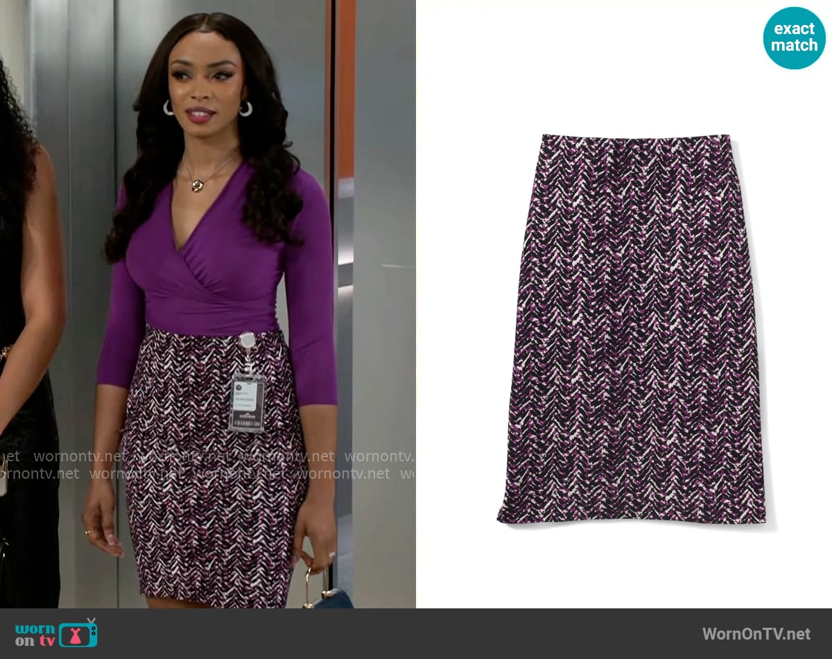 Ann Taylor Print Pencil Skirt worn by Madison Montgomery (Kenjah) on Beyond the Gates