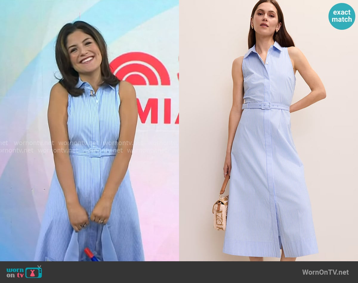 Adrianna’s blue striped sleeveless shirtdress on Today