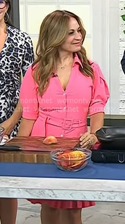 Anna Francese Gass’s pink belted mini shirtdress on Today
