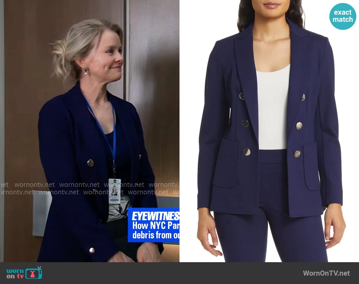 Anne Klein Faux Double Breasted Jacket worn by Felicia Scorpio (Kristina Wagner) on General Hospital