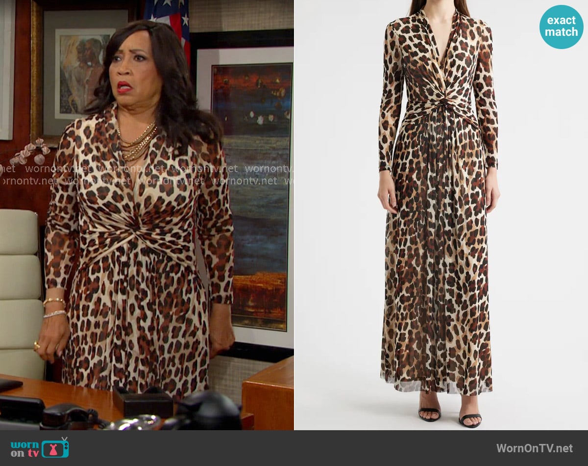 Paulina’s leopard twist front dress on Days of our Lives