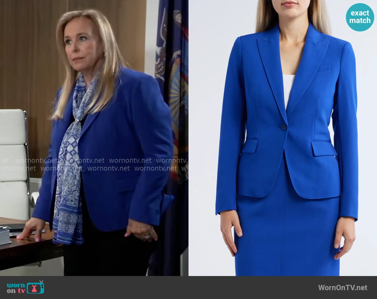 Anne Klein Single-Button Blazer worn by Laura Collins (Genie Francis) on General Hospital
