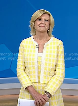 Anne Thompson's yellow check teed jacket and dress on Today