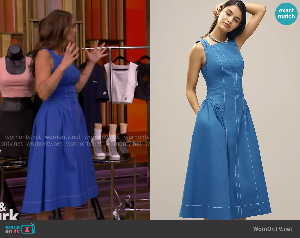 Anthropologie High-Neck Seamed Midi Dress worn by Monica Mangin on Live with Kelly and Mark