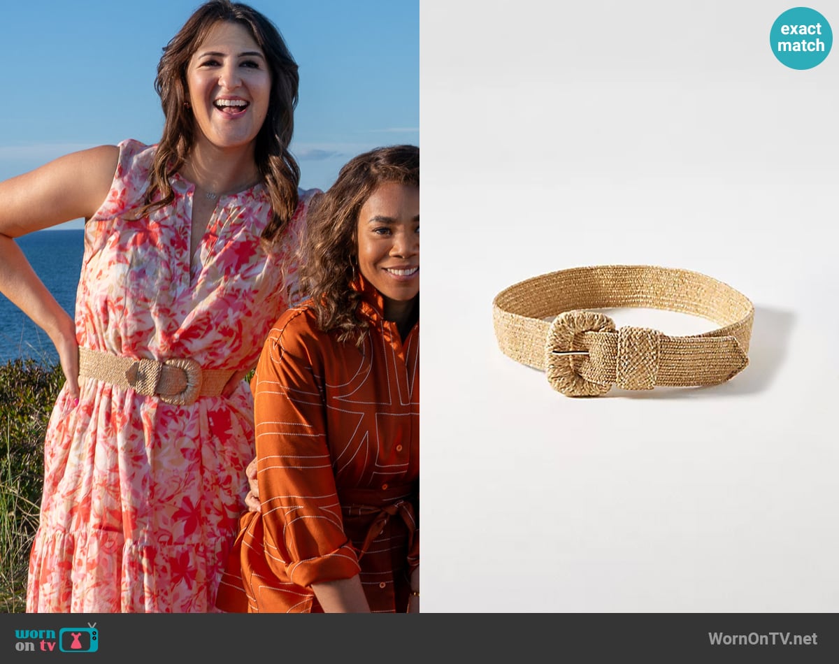 Anthropologie Raffia-Wrapped Stretch Waist Belt worn by  Brooke Kirtley (D'Arcy Carden) on The Five Star Weekend