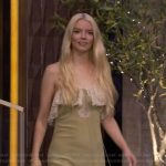 Anya Taylor-Joy’s green lace ruffle midi dress on Live with Kelly and Mark