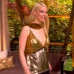 Anya Taylor-Joy's metallic colorblock dress on The View