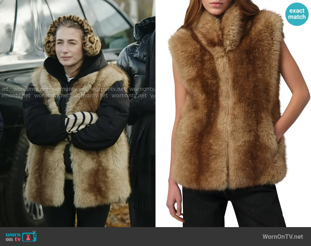 Apparis Laila Faux Fur Vest in Blonde Mink worn by Amanda Batula on In The City