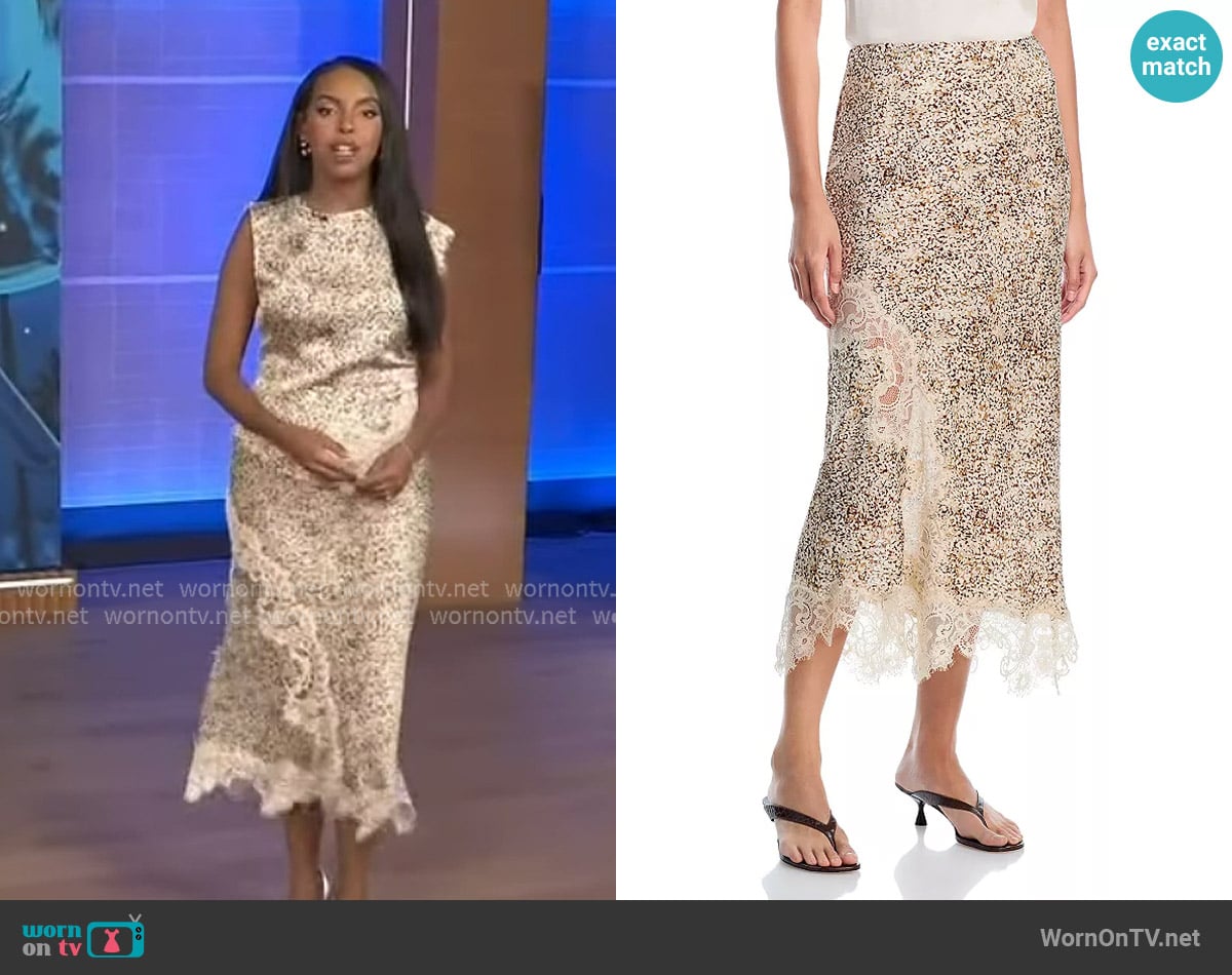Aqua Lace Inset Midi Skirt worn by Mona Kosar Abdi on Extra