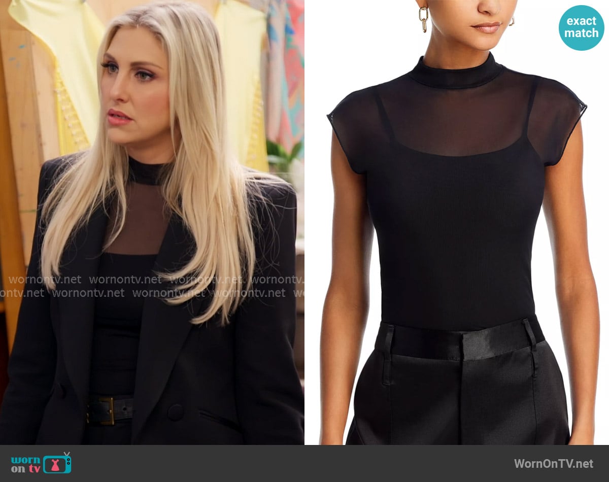 Aqua Mesh Mock Neck Top worn by Gina Kirschenheiter on The Real Housewives of Orange County