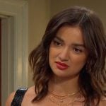 Ari's black embroidered tube top on Days of our Lives