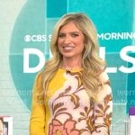 Ashley Bellman's yellow floral mini dress on CBS Mornings