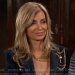Ashley’s denim blazer with chains on The Young and the Restless