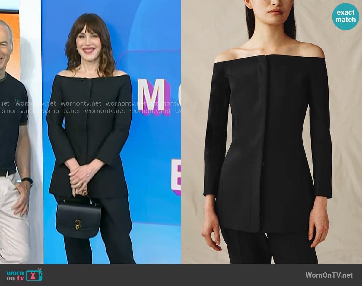 Molly Ringwald’s black off-shoulder top on Today Molly Ringwald’s black off-shoulder top on Today
