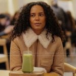 Ava’s beige leather shearling jacket on Next Gen NYC