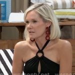 Ava's black ring detail swimsuit and fringed sarong on General Hospital