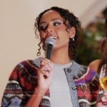 Ava’s gray fairisle cardigan on Next Gen NYC