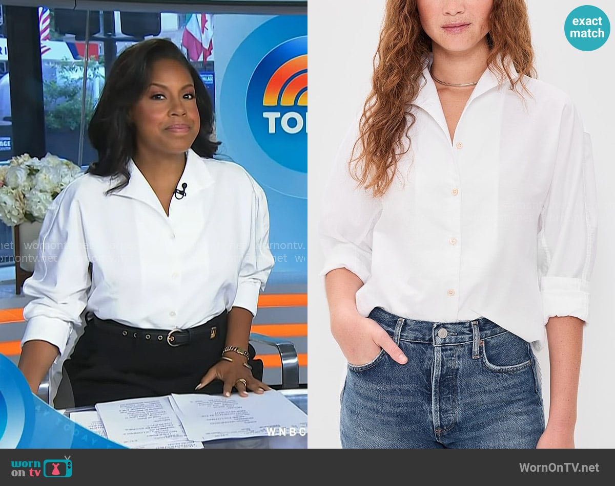 AYR The Tate Oxford Shirt worn by Sheinelle Jones on Today