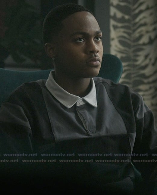 Bakari’s check print rugby shirt on The Chi
