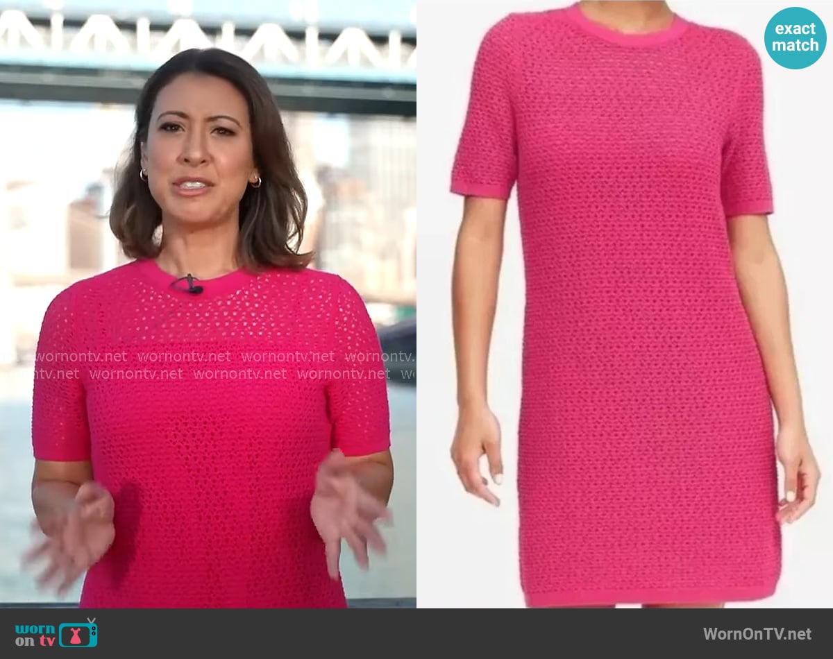 Banana Republic Pointelle Sweater Dress worn by Lana Zak on CBS Mornings