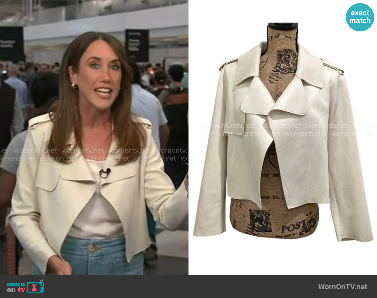Banana Republic Vegan Suede Trench Jacket worn by Maggie Vespa on Today