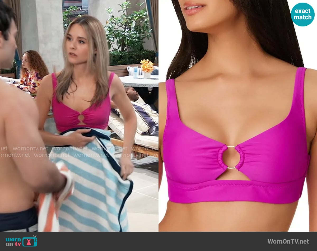 Bar III Banded Ring Bikini Top worn by Jacinda Bracken (Paige Herschell) on General Hospital