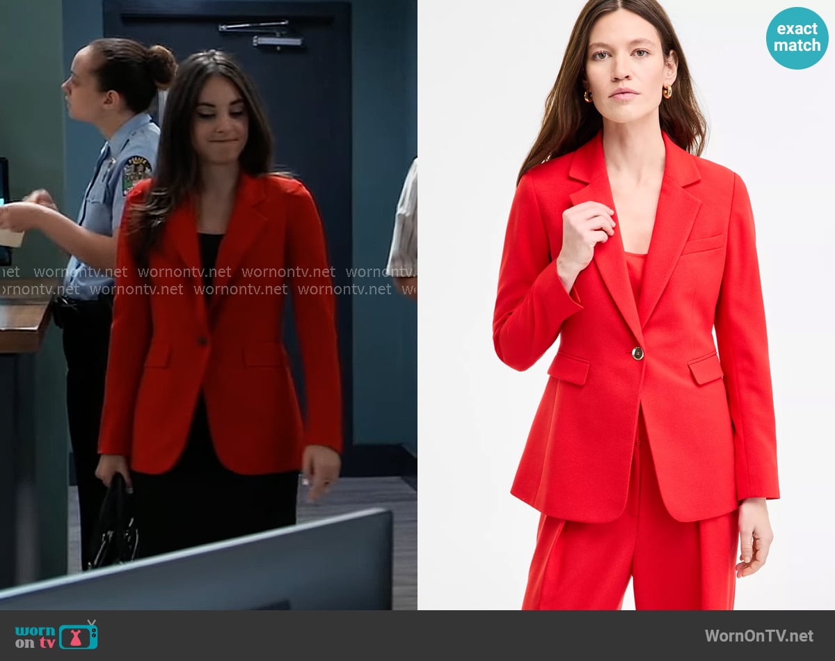 Bar III Crepe One-Button Blazer worn by Molly Lansing-Davis (Kristen Vaganos) on General Hospital