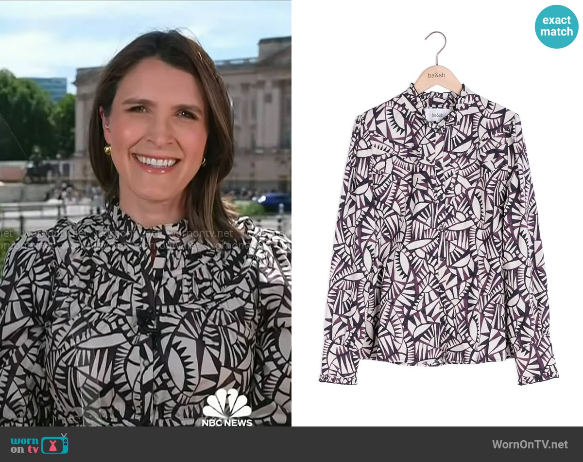 Ba&Sh Frill Collar Print Blouse worn by Molly Hunter on Today