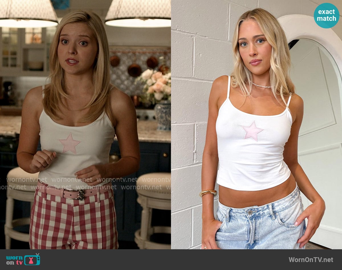 Beginning Boutique Scottie White Star Singlet worn by Elle Woods (Lexi Minetree) on Elle