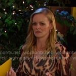 Belle's beige printed maxi dress on Days of our Lives