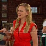 Belle’s red ruffle wrap mini dress on Days of our Lives Belle’s red ruffle wrap mini dress on Days of our Lives