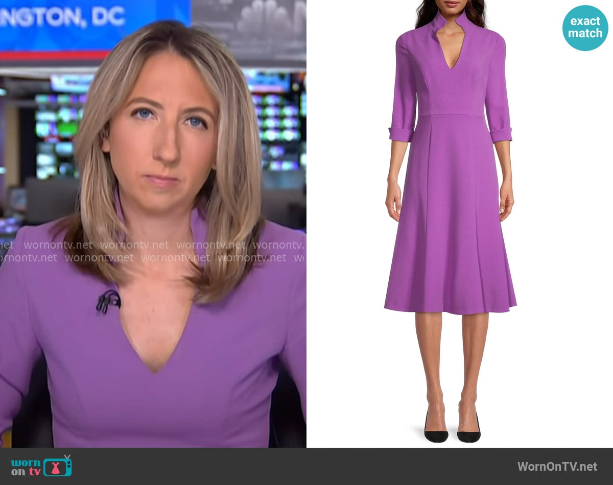 Black Halo Kensington Fit & Flare Dress in Lilac worn by Julia Ainsley on NBC News Daily