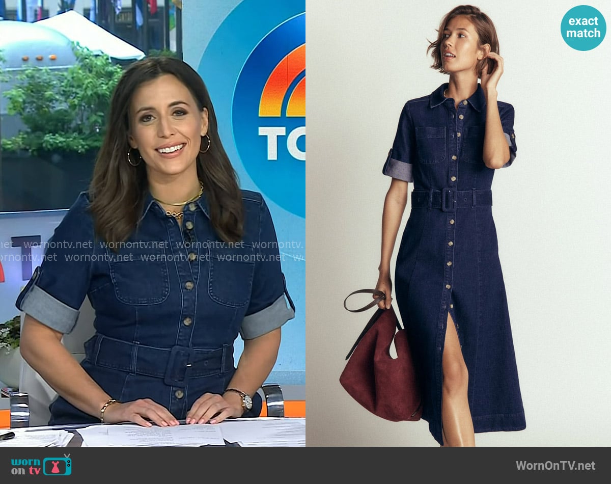 Hallie’s denim belted shirtdress on Today